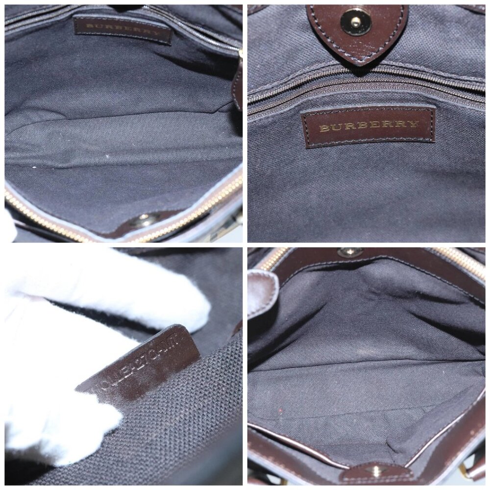 BURBERRY Nova Check Hand Bag PVC Leather Beige Auth 101879 - Picture 16 of 16